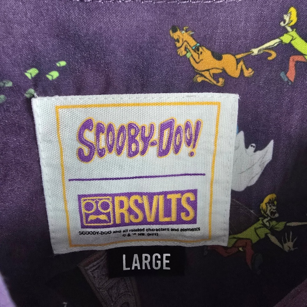 RSVLTS Scooby Doo RUH ROH Shirt Mens Large Purple KUNUFLEX Button Down - Picture 3 of 9